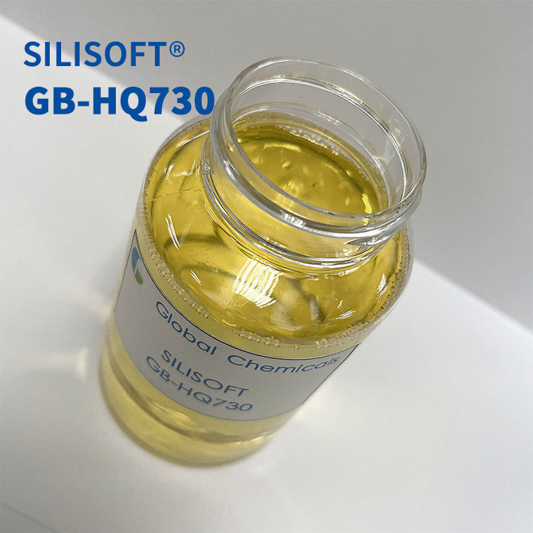 रेशमी सिलिकॉन SILISOFT GB-HQ730 प्राकृतिक फाइबर, सिंथेटिक फाइबर और उनके मिश्रणों के चिकनी और नरम खत्म के लिए प्रयोग किया जाता है