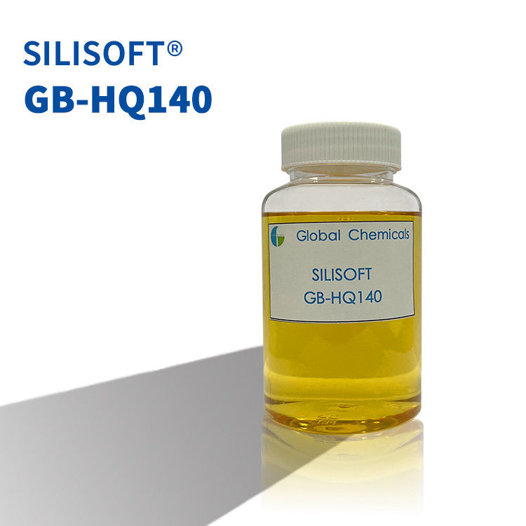 कपास के कपड़े के लिए कम पीला होने वाला हाइड्रोफिलिक सिलिकॉन सॉफ्टनर SILISOFT GB-HQ140 अच्छी चिकनाई और आंतरिक नरम हैंडल के साथ